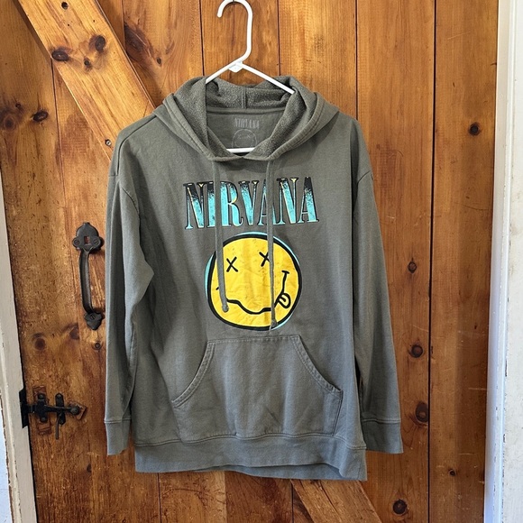 NIRVANA Kids Hoodie - Gray with Yellow and Blue Design - Picture 1 of 2